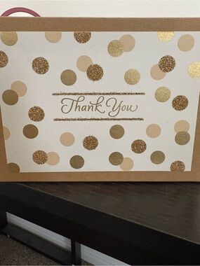 Hallmark Gold and Beige Polka Dot 'Thank You' Cards